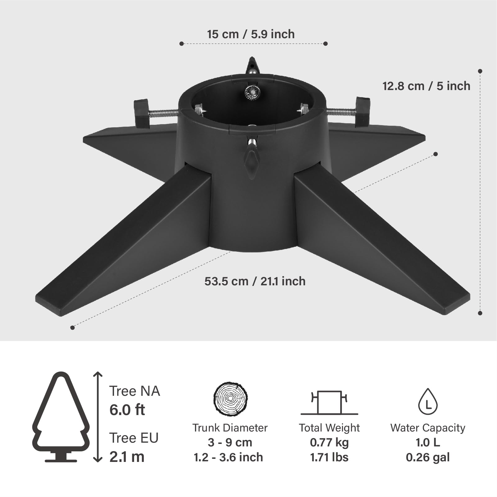 Socle pour Sapin de Noël avec Réservoir - Design Moderne - Socle pour Sapin de Noël Réel - Base pour Sapin de Noël avec Pieds Amovibles - Support pour Sapin de Noël pour la Maison et le Bureau