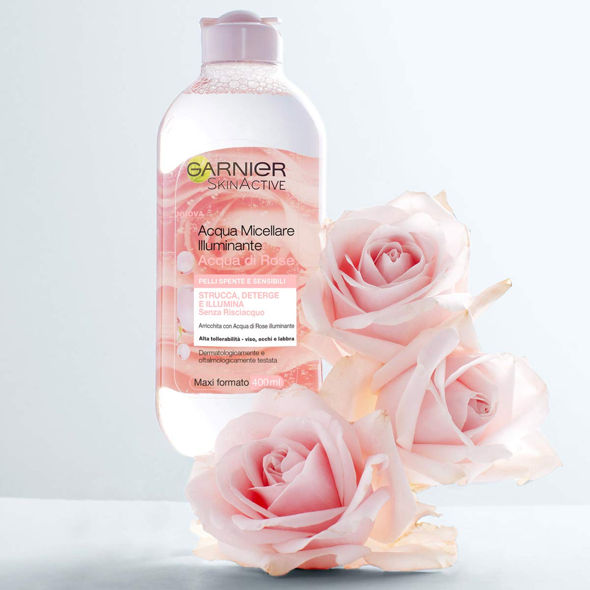 Garnier Acqua di Rose Micellare per Pelli Spente e Sensibili, 400 ml, 1 Unità, Confezione da 1