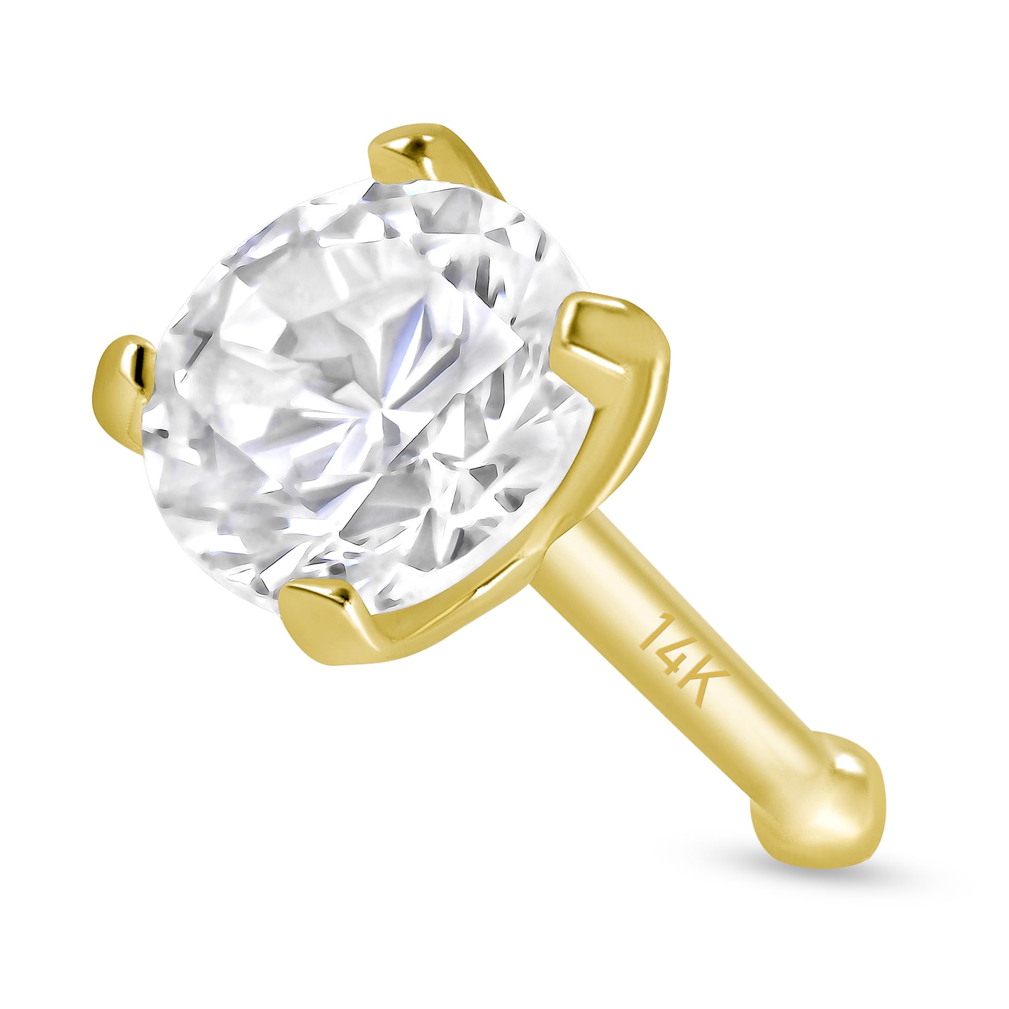 EVAYA Real Solid 14K Gold CZ Nose Stud