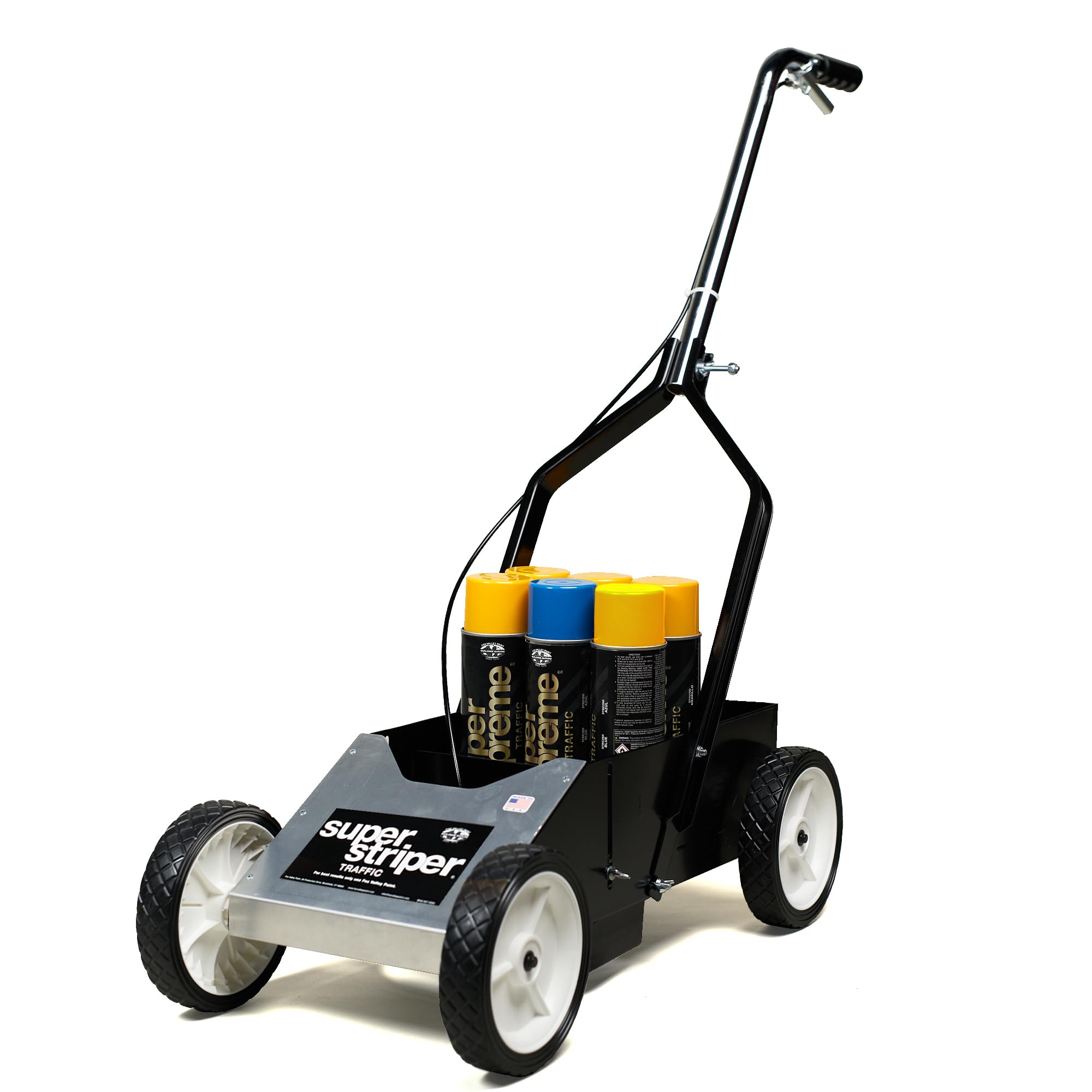 Fox Valley Parking Lot Striping Line Marking Machine Starter Kit for Parking Lots - Easy Use Striping Paint Machine, Durable Line Painting Equipment, Marking Kit (6 Cans), Traffic Yellow/Blue