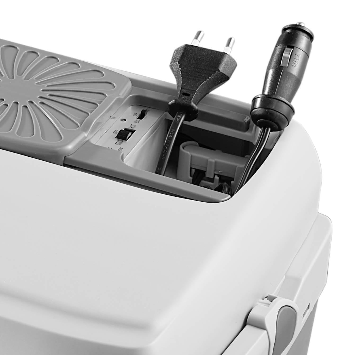 TZS First Austria - Termoelektryczna lodówka podróżna 25 l – wydajność chłodzenia 18 stopni – 230 V/12 V/USB-C PD 3.0 – przenośna minibar do samochodu i na kemping – szara/jasnoszara