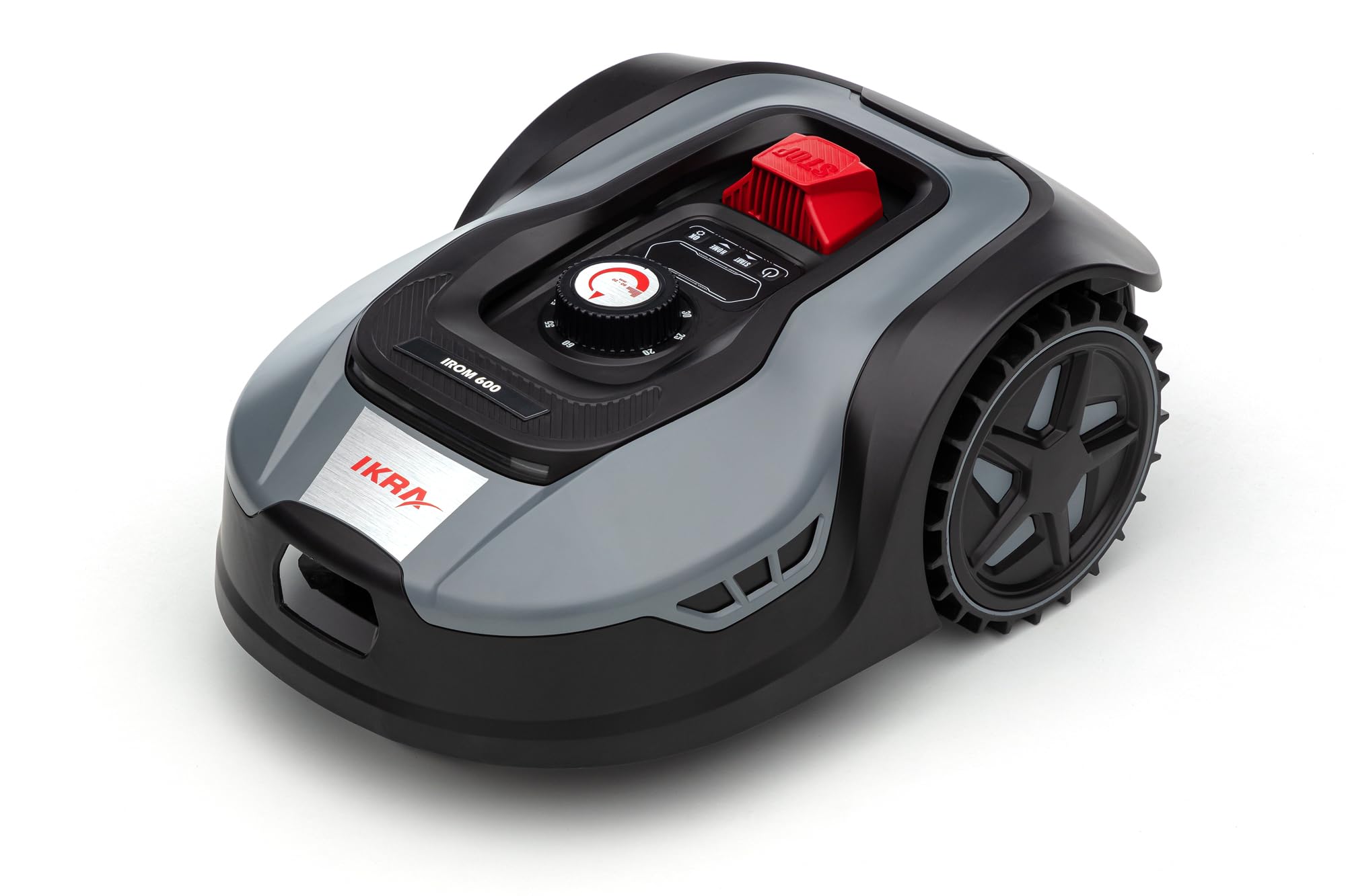 IKRA Robot cortacésped iROM 600 para céspedes de hasta 600 m², WiFi o Bluetooth, Control por App, multizona, Incl. estación de Carga & Sensor de Lluvia, 6 Cuchillas de Repuesto