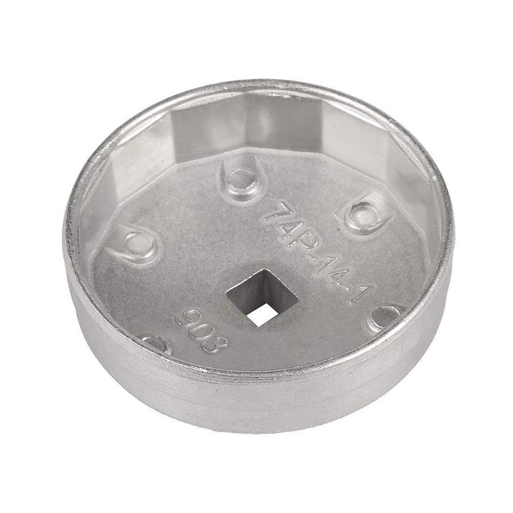 EVGATSAUTO 1 pz Chiave per filtro olio, 74mm 14 Flauto Chiave per filtro olio in alluminio Strumento per rimozione presa 903 Colore argento