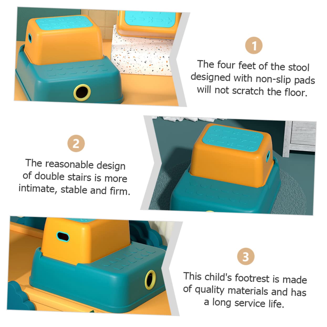 Taburete de Seguridad para Niños Pequeños de Dos Escalones Azul