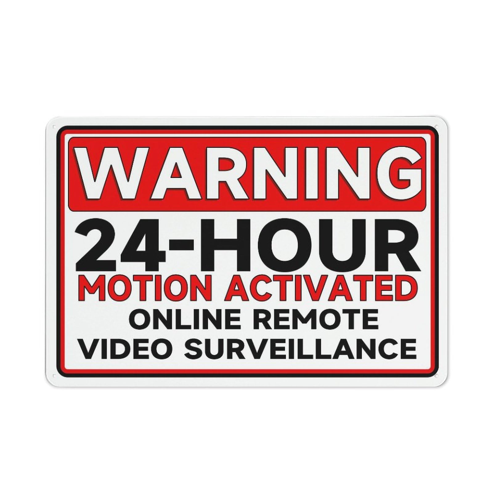 Peiyeety A005 Metal Tin Sign Warning 24 Hour Motionvideo Surveillance Quote Vintage Decorative Metal Wall Art Plaque For Home Living Room Bedroom Farmhouse Patio Rustic Wall Decor 12X16 Inch