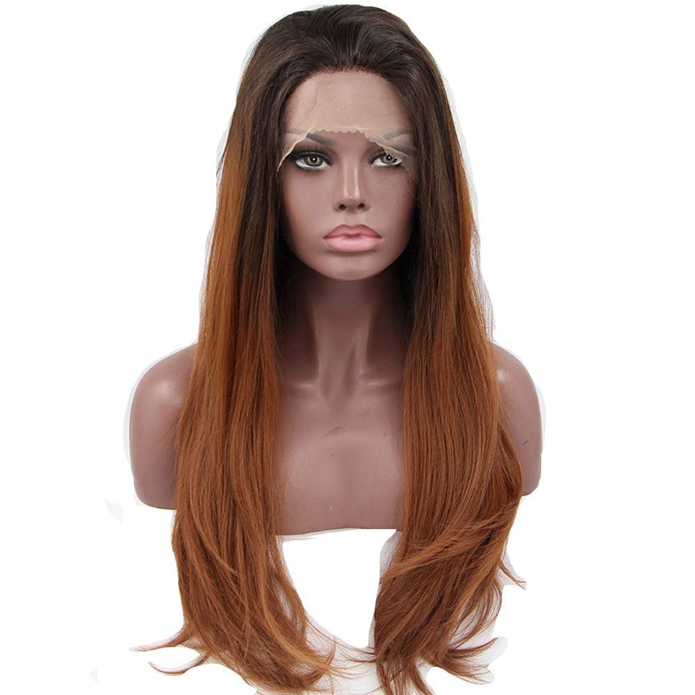 Perruque synthétique réaliste marron pour masquer la perte de cheveux