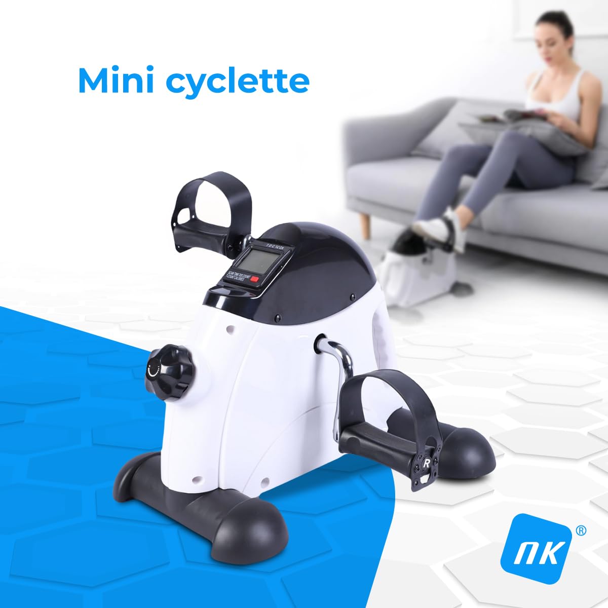 NK Pedali statici, Esercitatore a Pedale per Allenamento di Braccio e Gambe, Livelli di Resistenza Regolabili, Display LCD