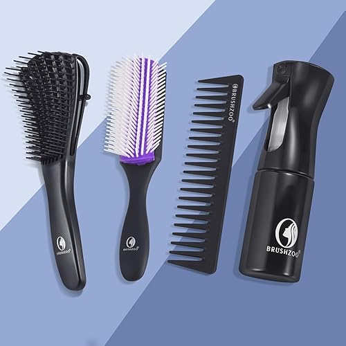 Miniatura 7 de O BRUSHZOO Cepillo para desenredar cabello rizado, cepillos de pelo para mujeres, hombres, niños, secado al soplo, peinado, cepillo desenredante