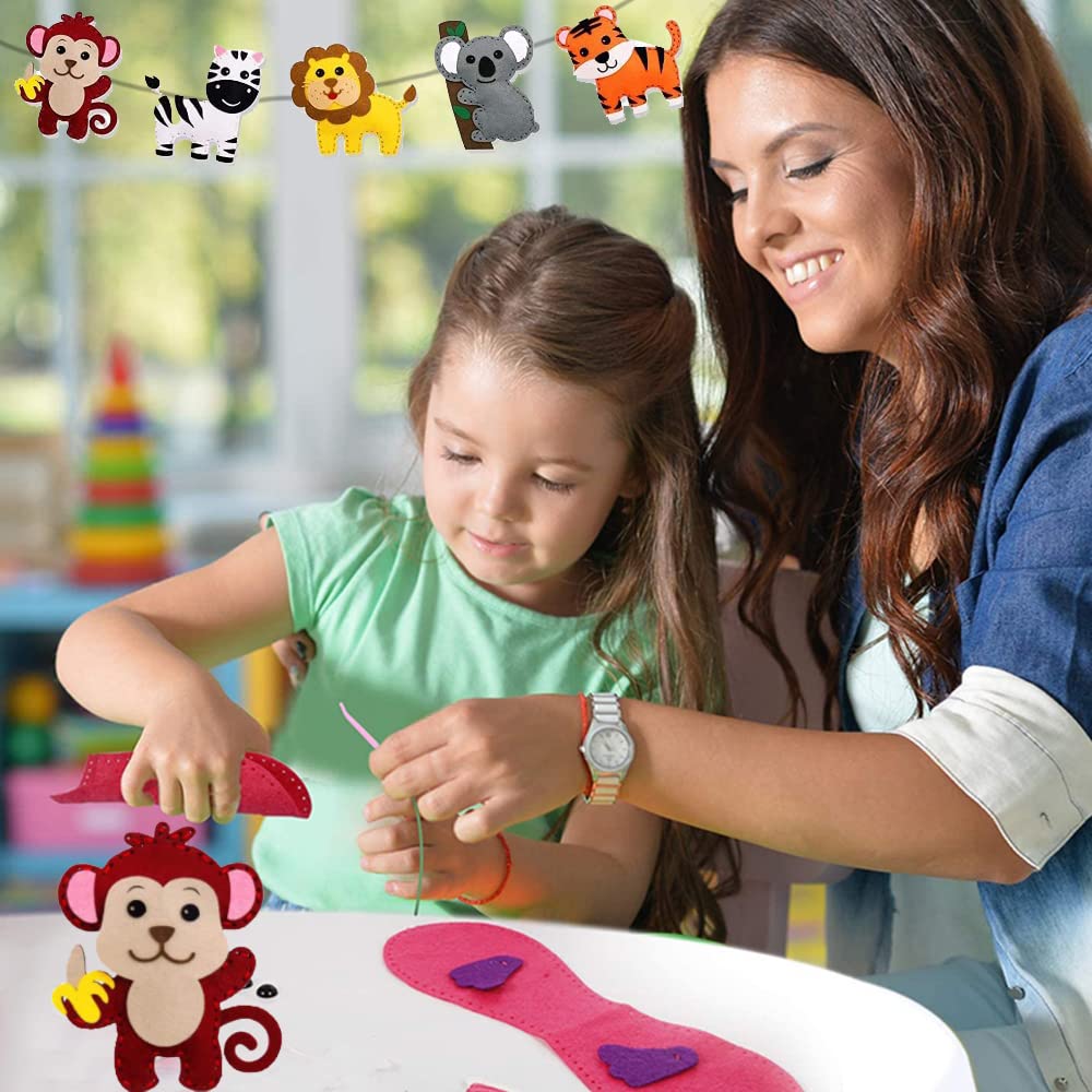 Zestaw do szycia Kraeoke DIY, 14 sztuk, dla dzieci, z nożyczkami do szycia