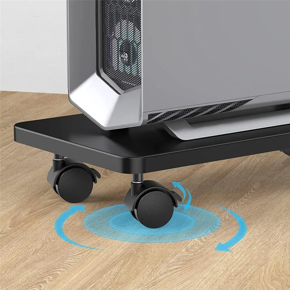 Soporte for PC de pie, Torre, Carrito, Soporte for CPU con 4 Ruedas giratorias Debajo del Escritorio, sin ensamblaje (Negro) PC Tower Stand