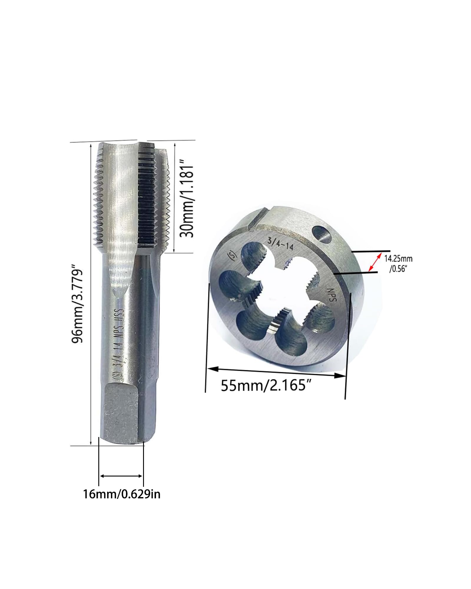 Amazon.co.jp: 3/4インチ-14 NPSタップ&ダイス、3/4インチ-14、3/4