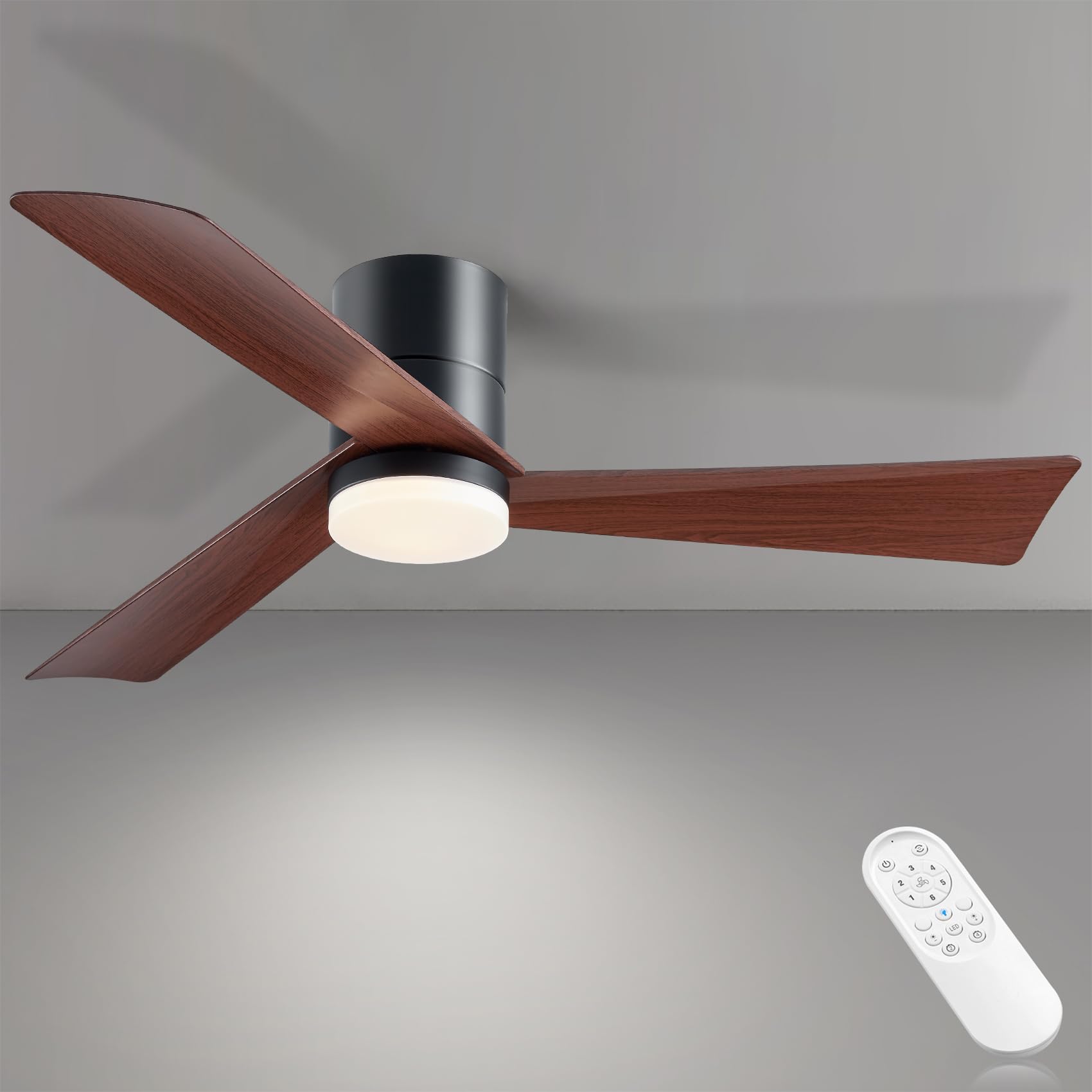 Lvienews 52" Ceiling Fan with Light and Remote Control, Traditional 3-Blade LED Ceiling Fan with Dimmable Light, DC Motor, for Bedroom Living Room Farmhouse Dining Room Patio Garage Kitchen