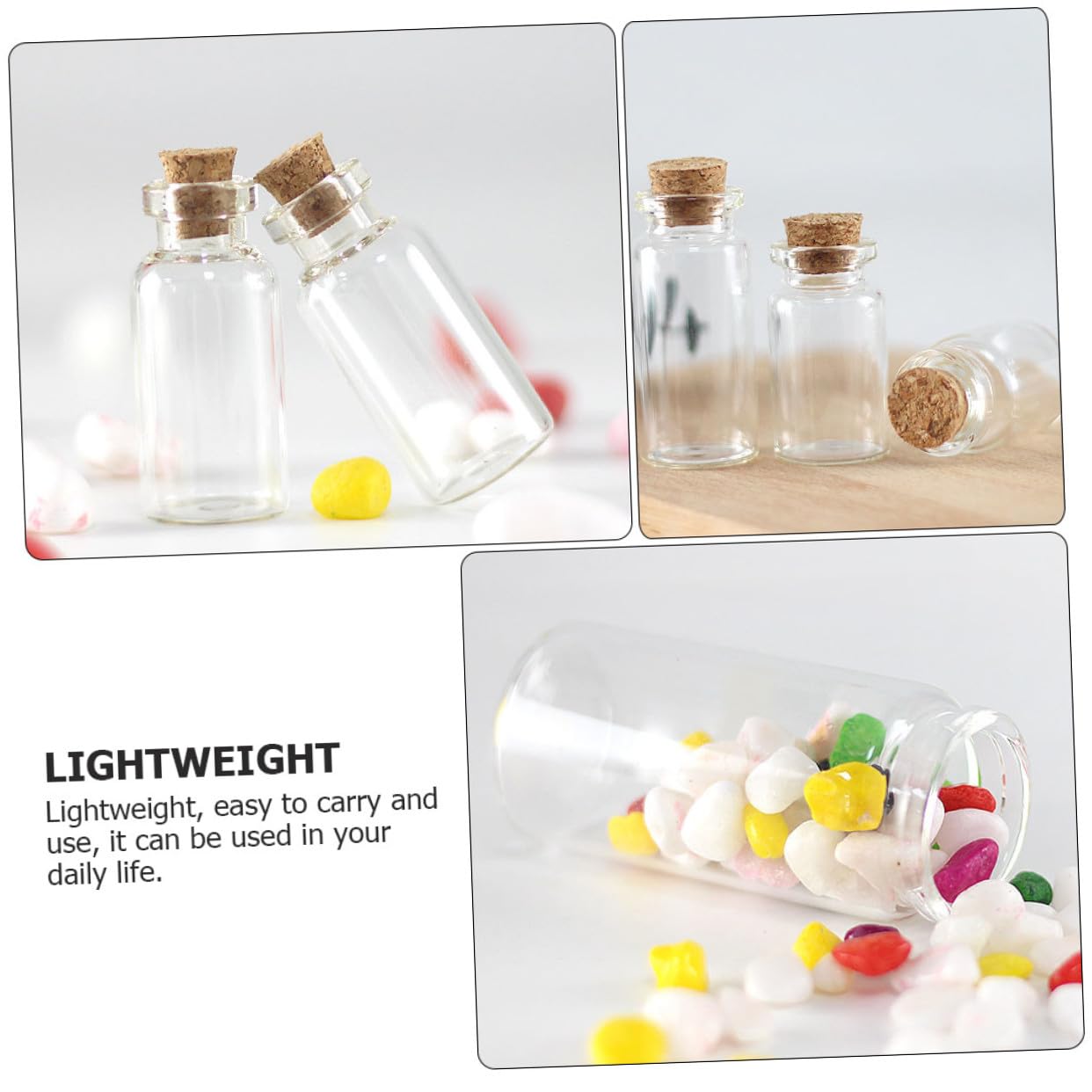 100 Stück Klarglasflaschen mit Korken 3ml Kleine Aufbewahrungsdose aus Glas Leichter und Angenehmer Griff für Dekoration und Haushalt