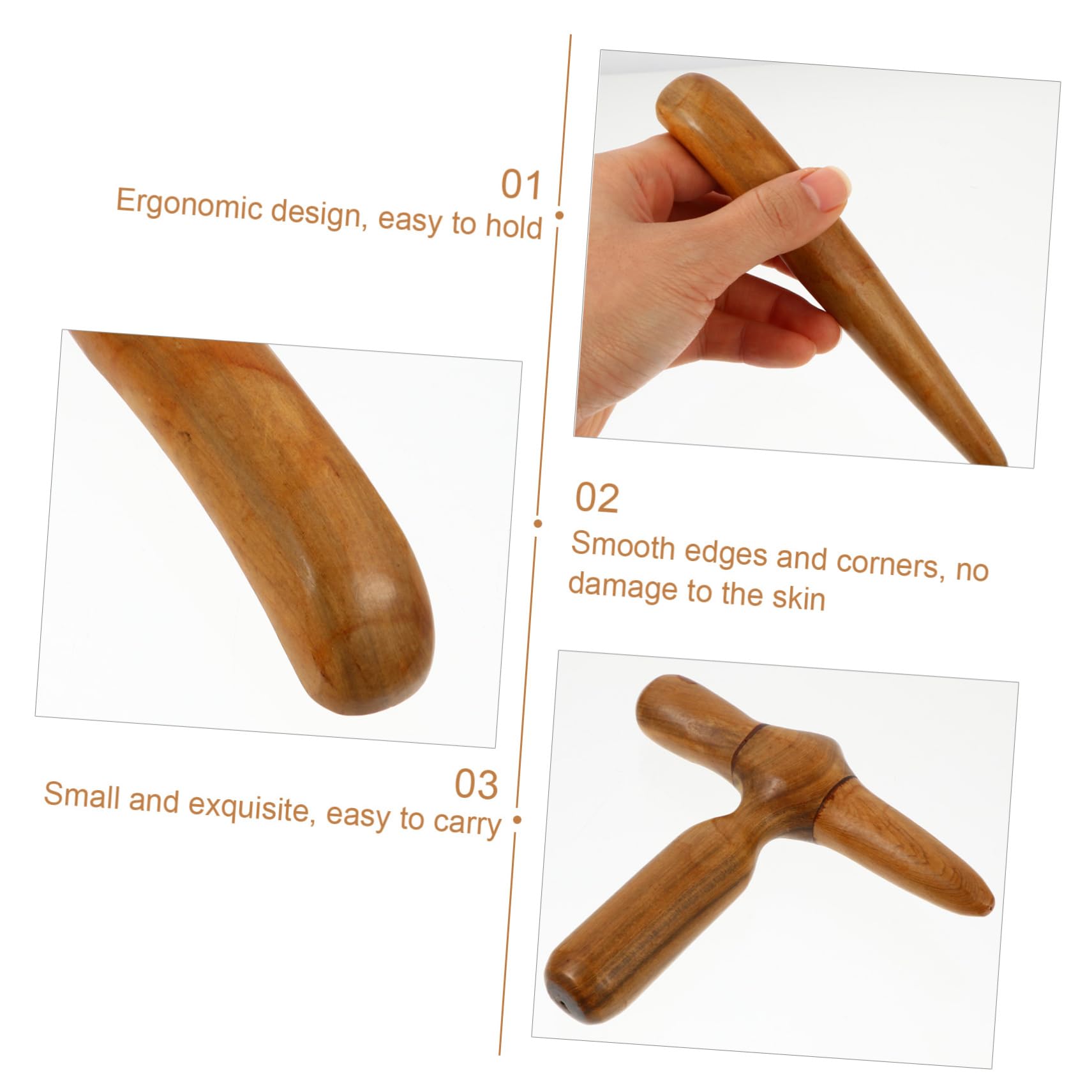 FRCOLOR 2pcs Wooden Massager Facial Scraping Plate Tool Scraping Face Massager Handheld Trigger Point Massage Stick Yoga Massage Bar Facial Roller Gua Sha Stick Natural Massage Board