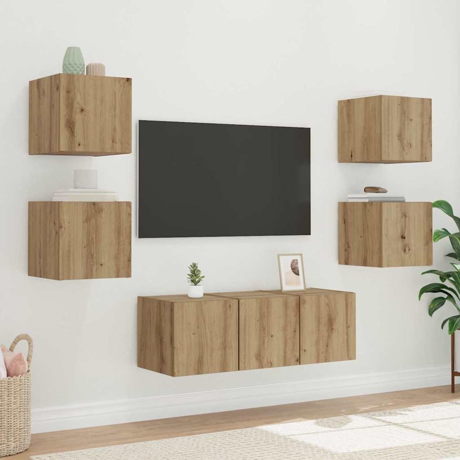 Gecheer TV-Wandschrank Kunsthandwerk Eiche 30,5 x 35 x 30 cm, Fernsehschrank Fernsehtisch TV-Lowboard für Wohnzimmer Home-Cinema Gamerzimmer893638