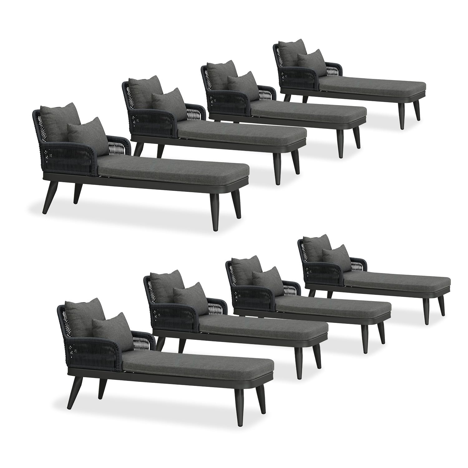 PURPLE LEAF Patio Chaise Lounge Chair with 2 Pillows Cushion Aluminum Grey