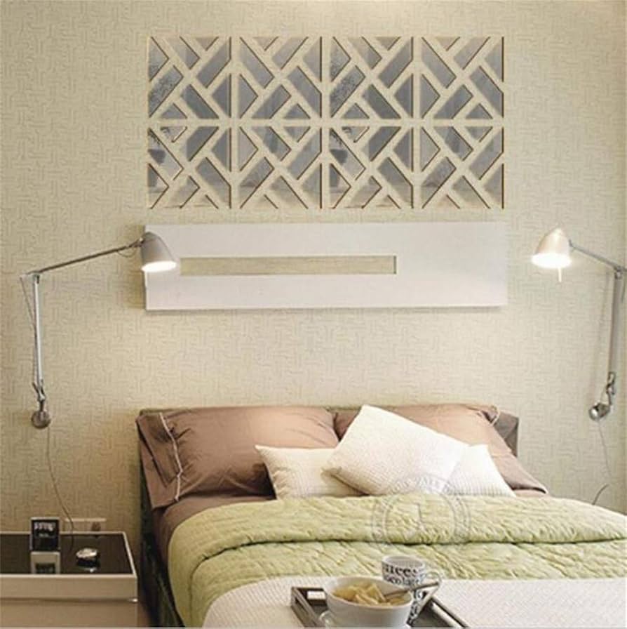 MCLEULLA Mirror Wall Stickers, 12PCS Hexagon Mirror Art DIY Home Decorative Hexagonal Acrylic Wall Sheet Plastic Tiles Home Living Room Bedroom Sofa TV Background Wall Decal Decoration (Silver) Price In Saudi Arabia