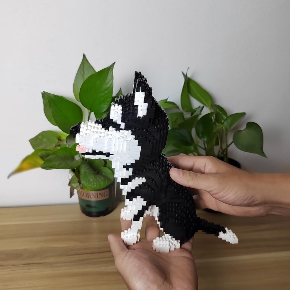 Set di blocchi Micro Mini modello di cane Husky da 9 pollici di altezza: un regalo divertente e un giocattolo ricreativo educativo per gli amanti degli animali.