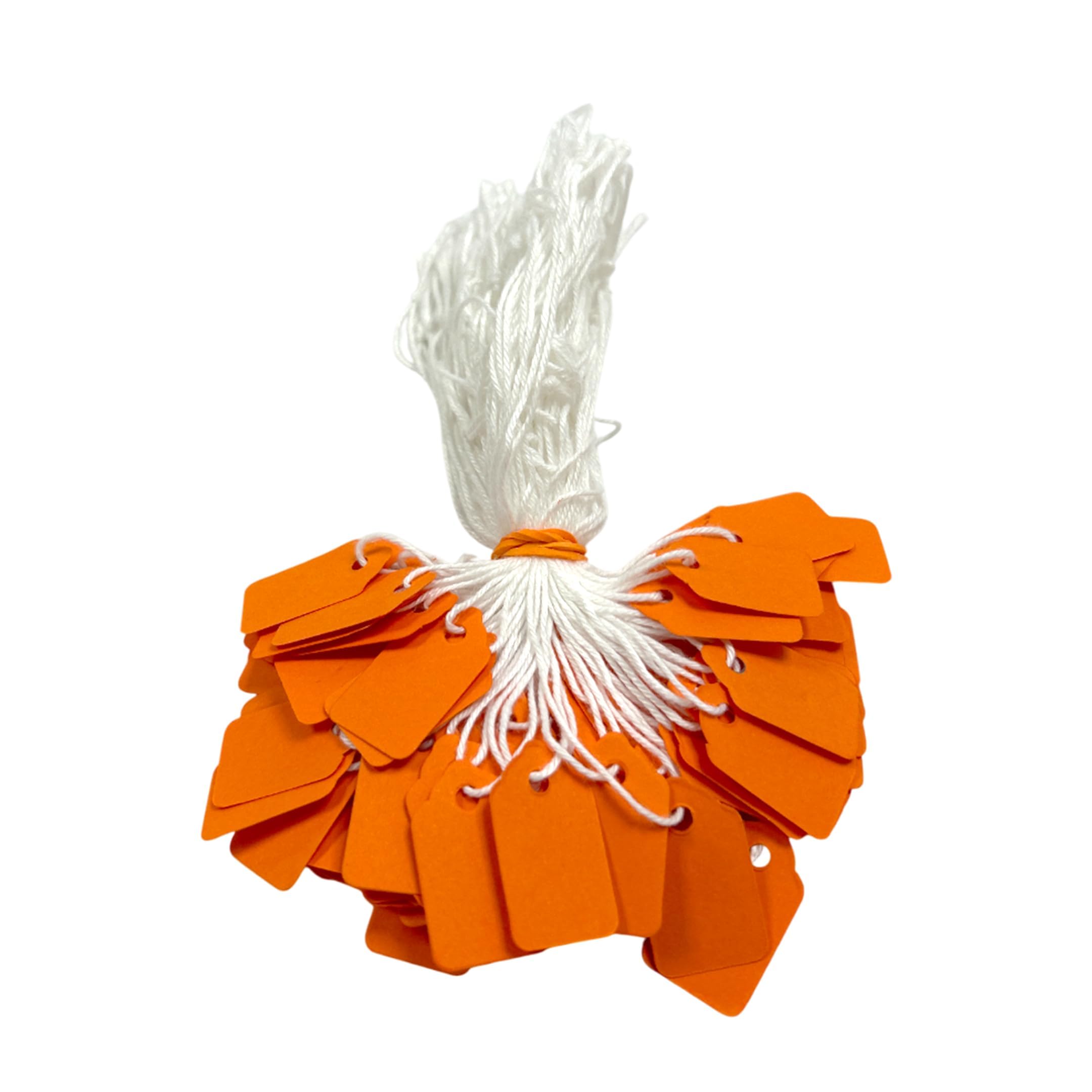 Pack of 200 Small Orange Strung Tags Price Tickets 13 x 20mm - Retail Pricing Labels with String for Jewellery, Gifts, Clothing, Craft Items, Stock Control & Product Labelling