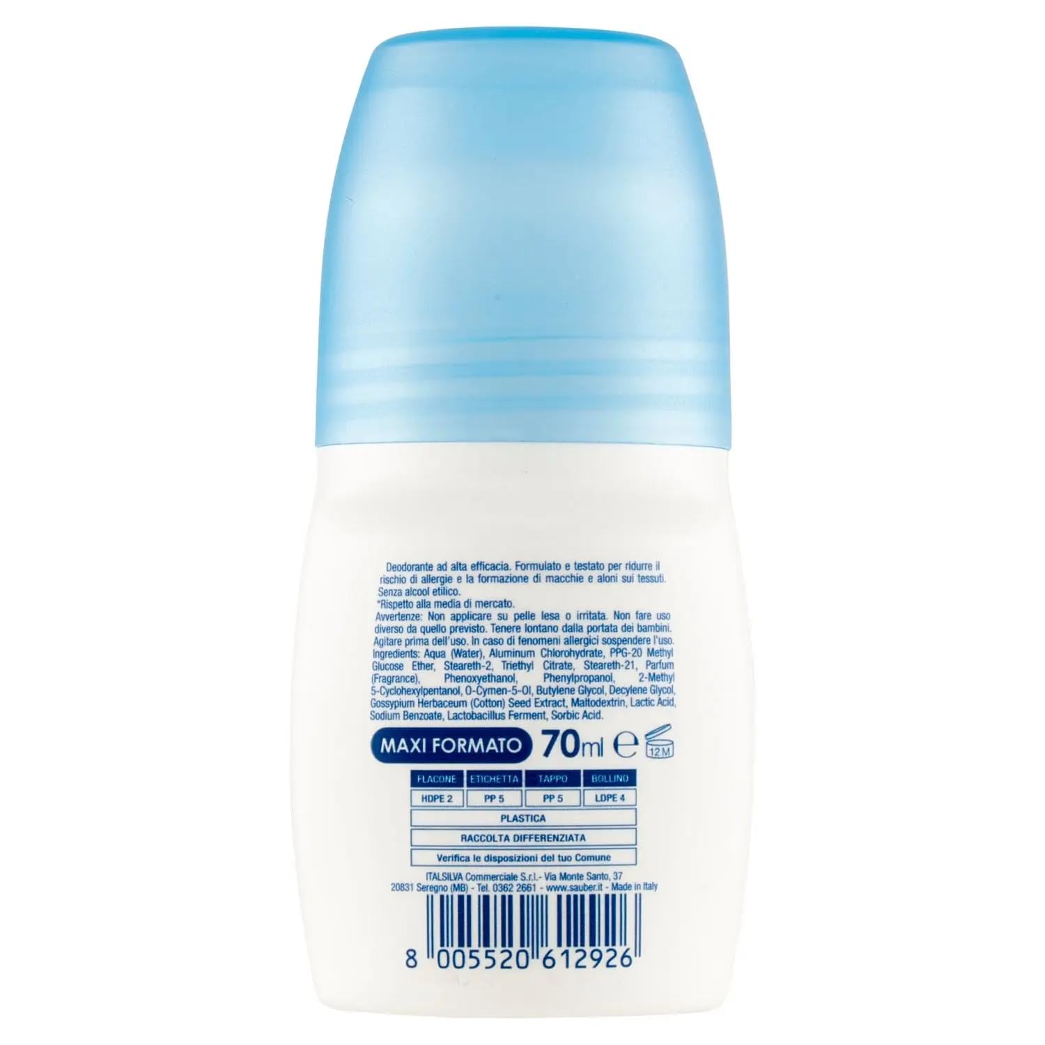 12 deodoranti puliti, deodorante roll-on – ideale per pelli sensibili, 70 ml + portachiavi Beni Culinari