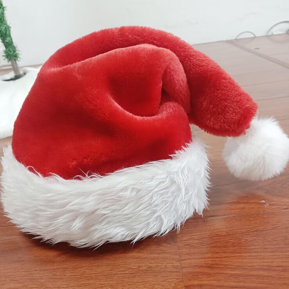 Christmas Hats Santa Hat Kids Adults Holiday Unisex Velvet Comfort Extra Thicken Fur Xmas Hat Women Men Boys Girls - Image 4