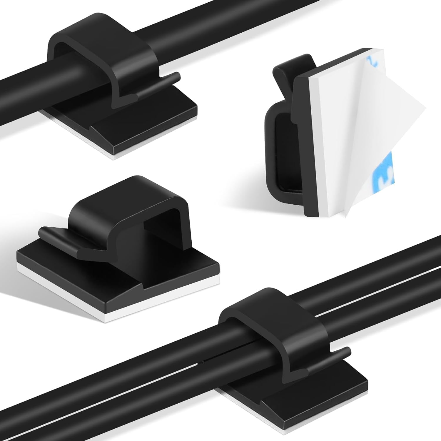 100 Pieces Adhesive Cable Clips, Upgrade Wall Clamp Cord Clips Wire Clips for Cords, Charging Cable Management, Clips Wire Holder Wire Management for Ethernet Cables, Under The Table, Cars