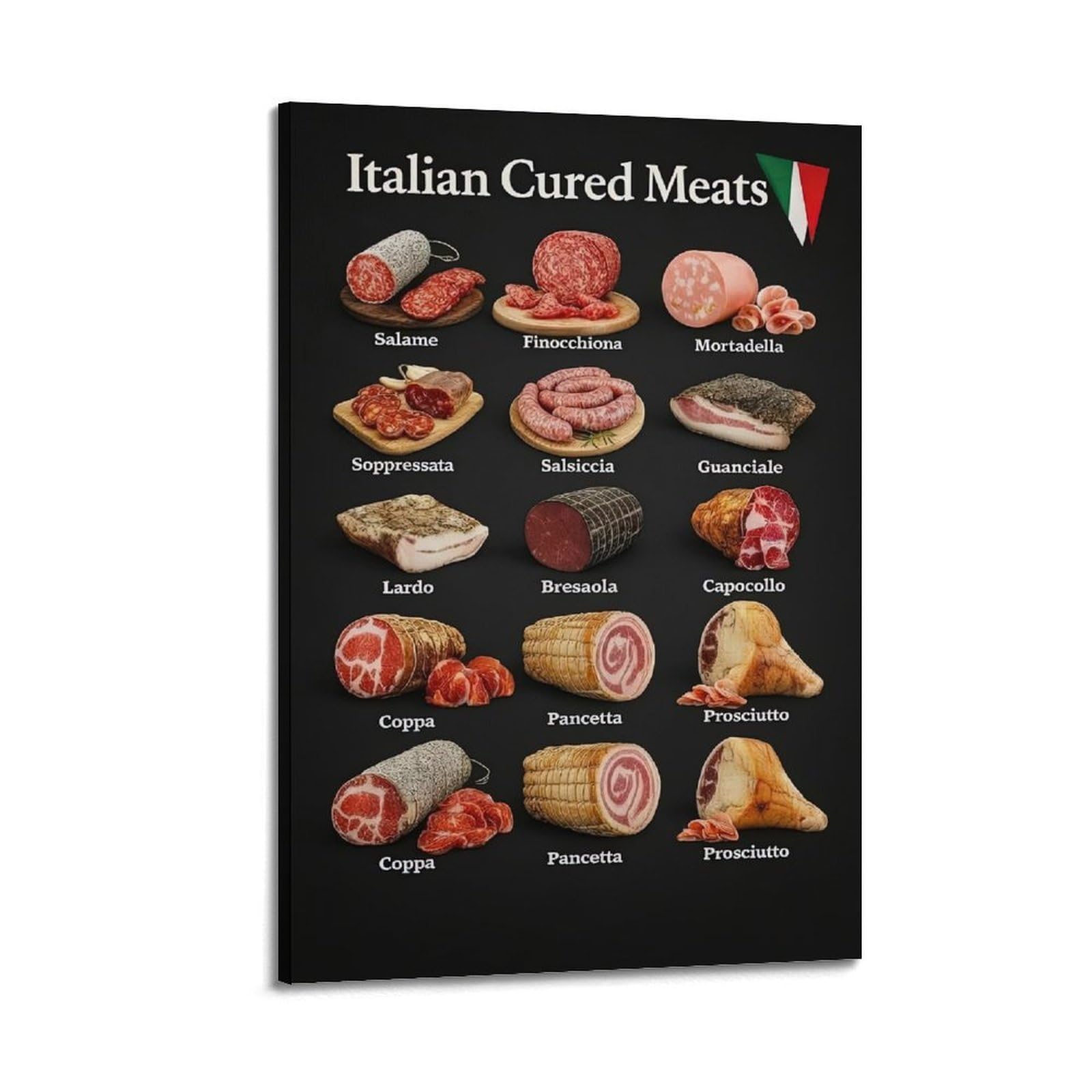 OKAHYS Italian Cured Meats Artwork Poster Decorative Painting Canvas Wall Artworks Picture 12x18inch(30x45cm)