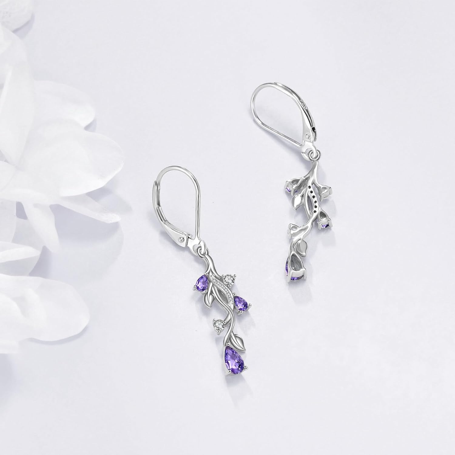 VONALA Flower Earrings for Women 925 Sterling Silver Rose/Lotus/Scottish Thistle/Tulip/Lilac/Mushroom/Pineapple Dangle Drop Earrings Flower Jewelry Gifts for Women Girls Birthday Gifts