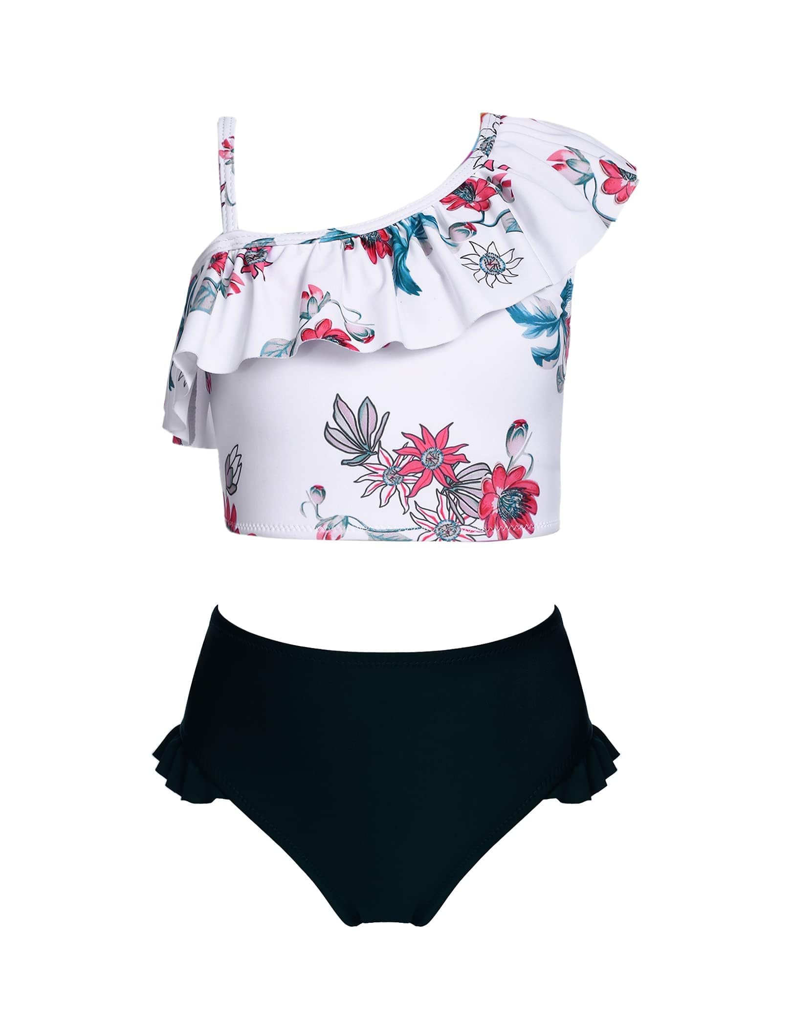 Arshiner Traje de Baño de Dos Piezas para Niña Conjunto de Bikini con Correas Ajustables Tankini con Volantes Traje de Baño de Playa de Sirena Hawaiana 5-13 Años
