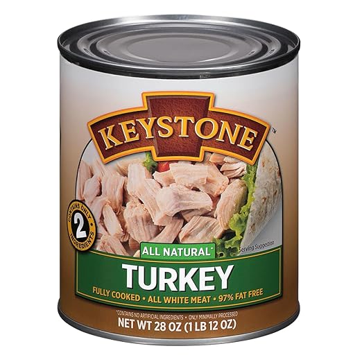 Keystone Meats All Natural Canned Turkey 28 Ounce Long Term Shelf Life Emergency Survival Food Canned Meat | Fully Cooked Ready to Eat | All White Meat No Carbs Gluten Free Family Pack of 1