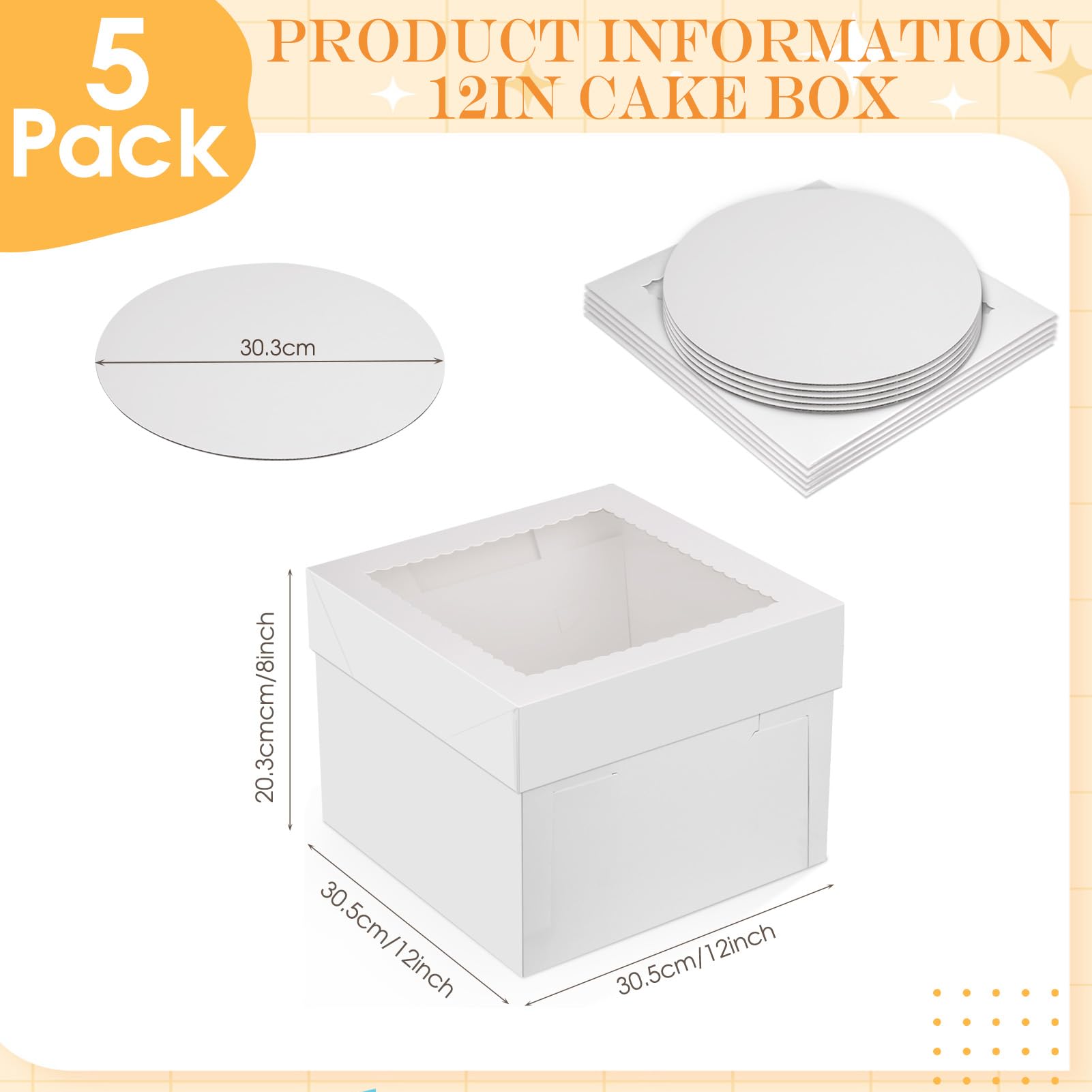 BrandNewCake® Taartdoos - 24x16x8 cm - Taartdoos Karton - Cakedoos - 3 Stuks - Wit