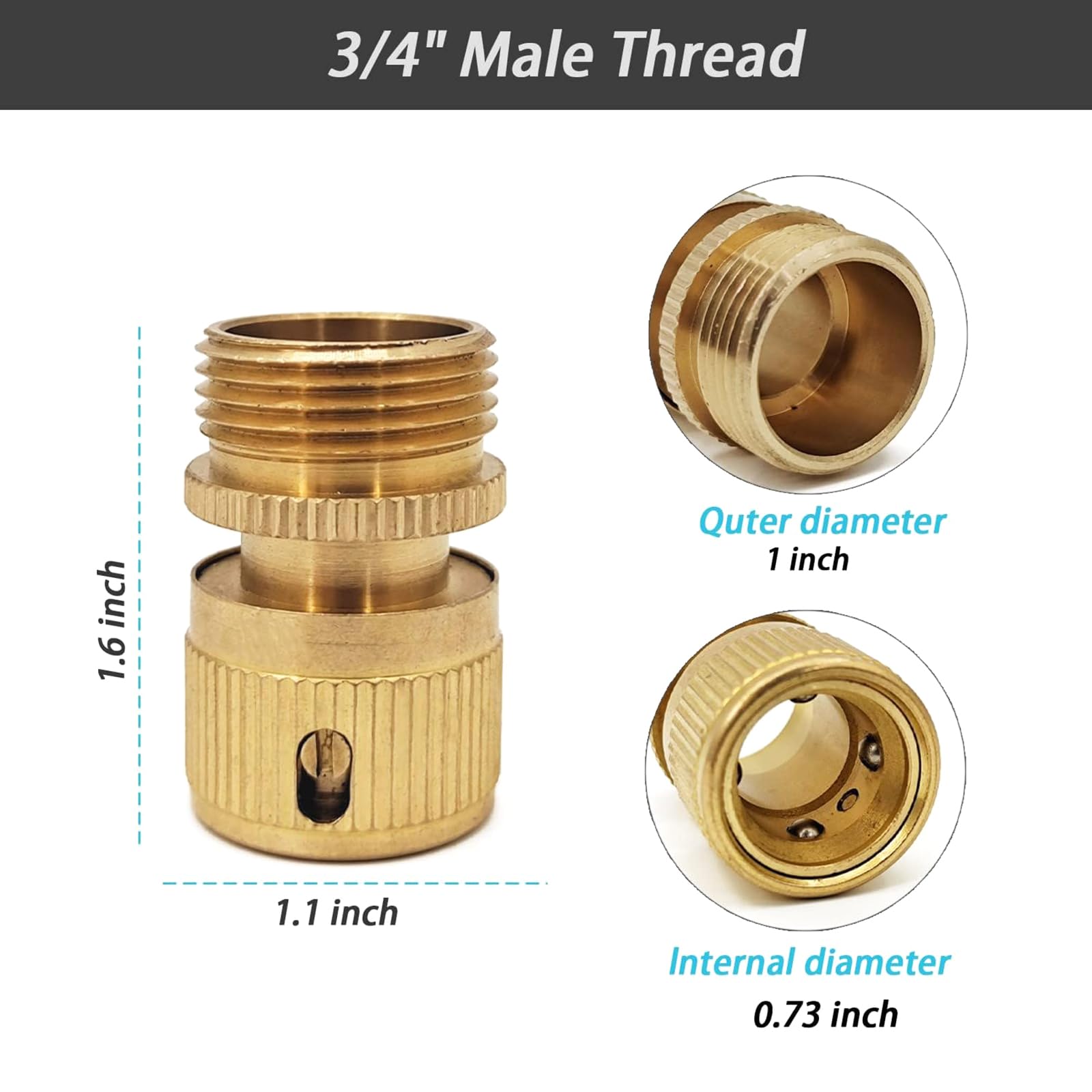 Złącze węża wodnego, zawór izolacyjny, zawór kulowy, wyłącznik, 2 szt. 3/4" mosiężne szybkie złącze metalowy kran adapter wodny do rury prysznicowej sprzęt do podlewania ogrodu podwórka złączki węża w