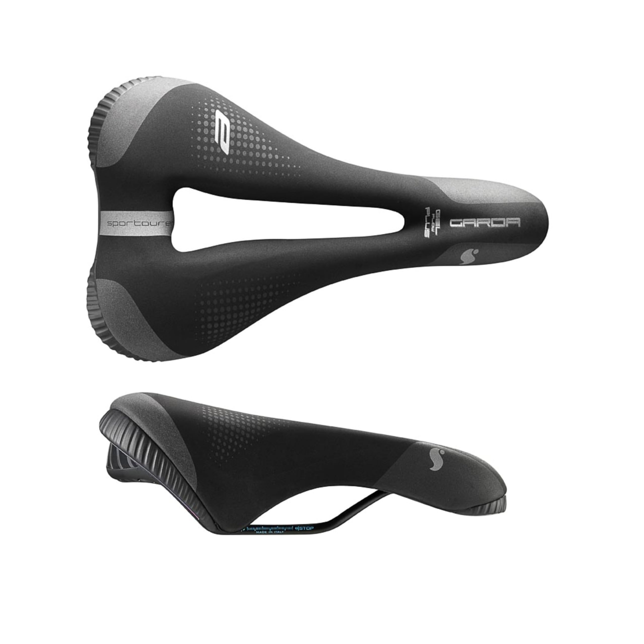 Selle Italia Sportourer GARDA MAN E-Bike Superflow – Siodełko Męskie, Anatomiczny Otwór, Hi-Viz, Do Rowerów Elektrycznych – Jeden Rozmiar, Czarny
