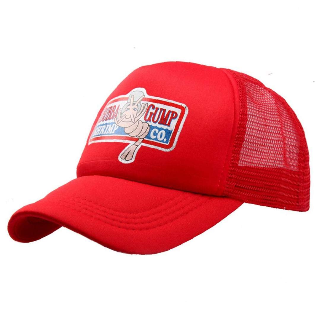 Culer Unisex Full Red Summer Snapback Hat Forest Gump Shrimp Hat Mesh Baseball Trucker Cap Cosplay Costume