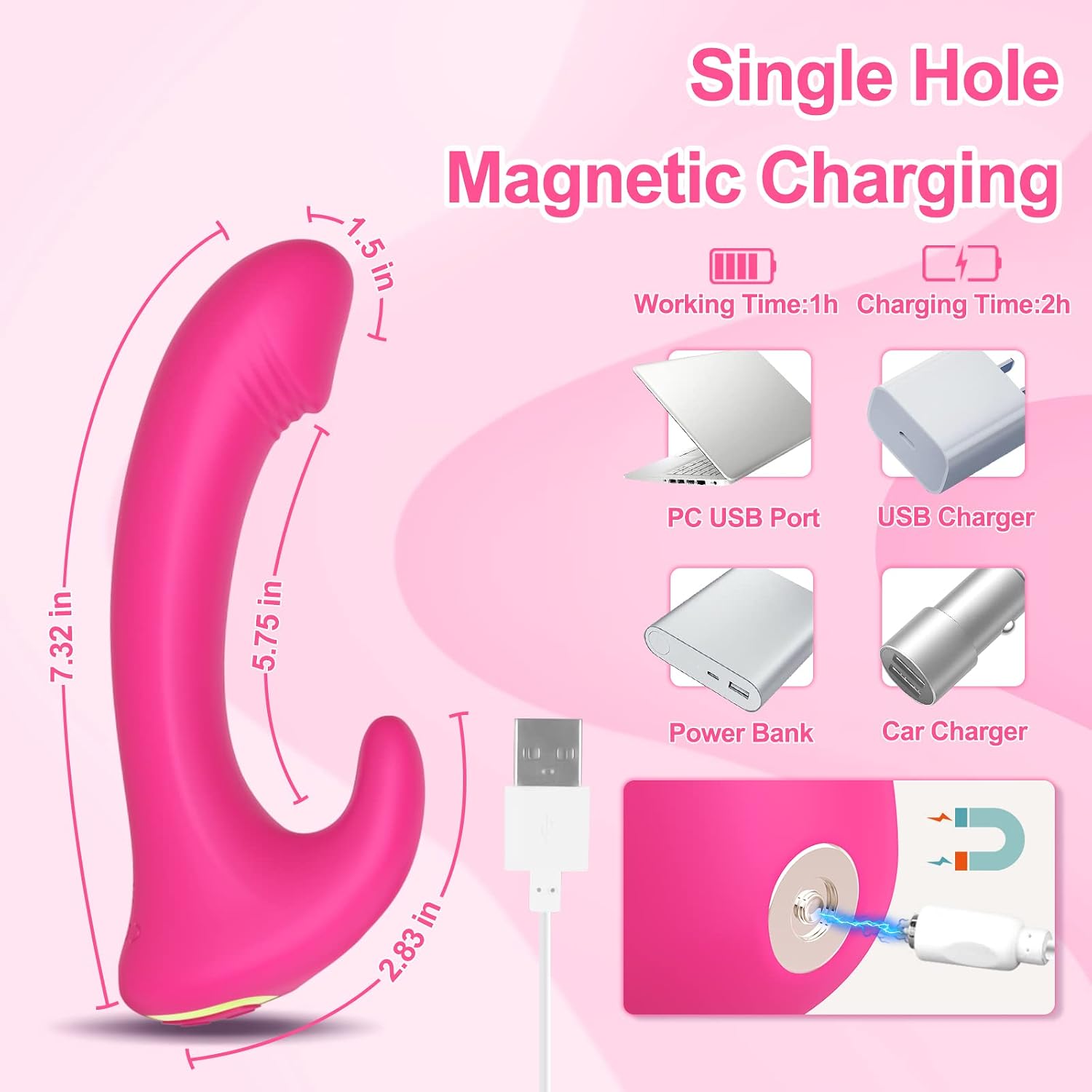 G Spot Rabbit Vibrator Bendable Clitoral Stimulator, YIRSA Realistic Dildo with 10 Vibration Modes, Soft Silicone Bunny Clit Vagina Nipple Stimulation Adult Sex Toys for Women Couple (Rose Red)