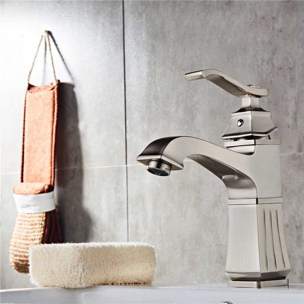 High-end copper material drawing electroplating black ancient square plate washbasin basin faucet