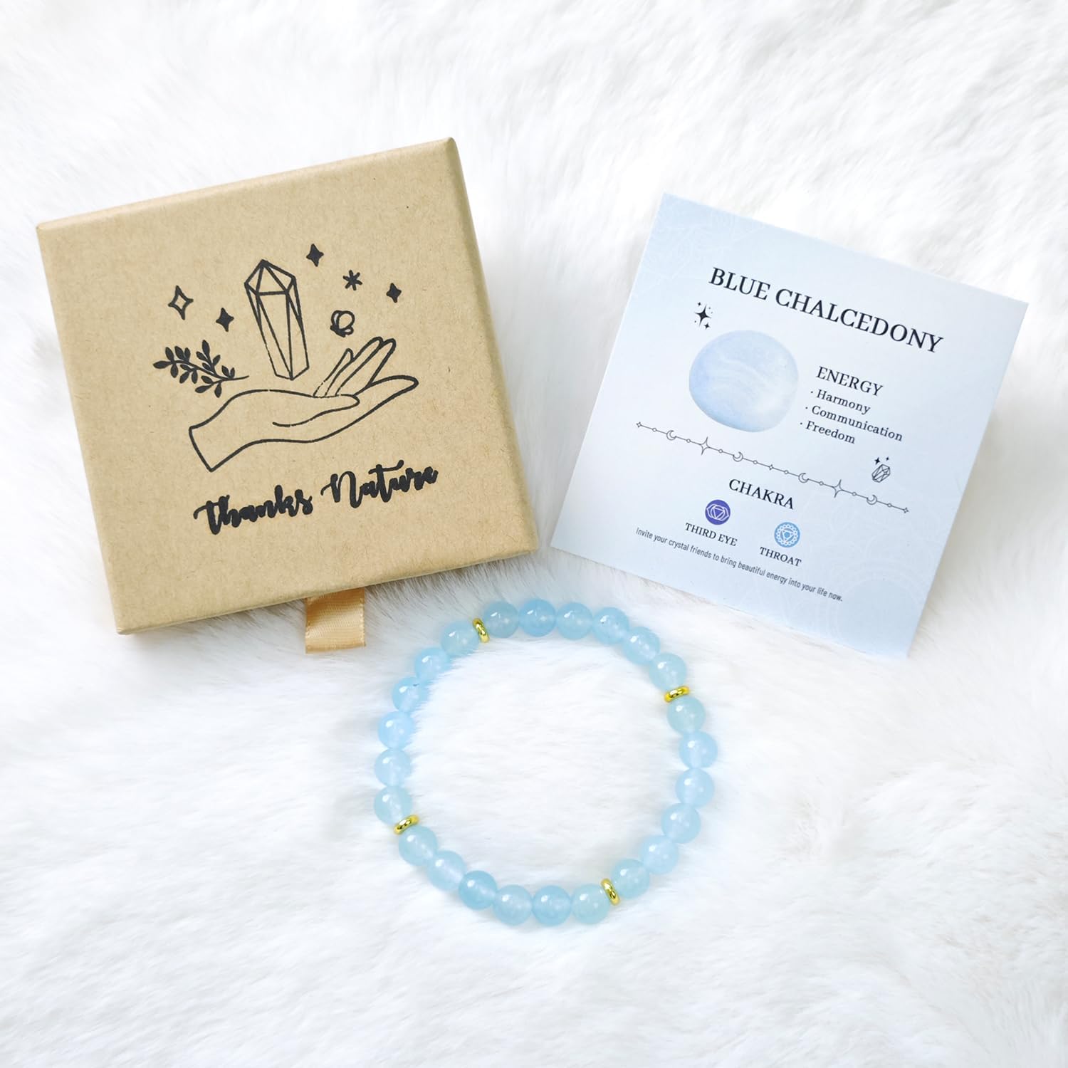 8mm Beaded Bracelet - Calming Natural Healing Crystal Stretch Bracelet for Women and Men - Handmade Semi-Precious Gemstone with Positive Energy - Image 5