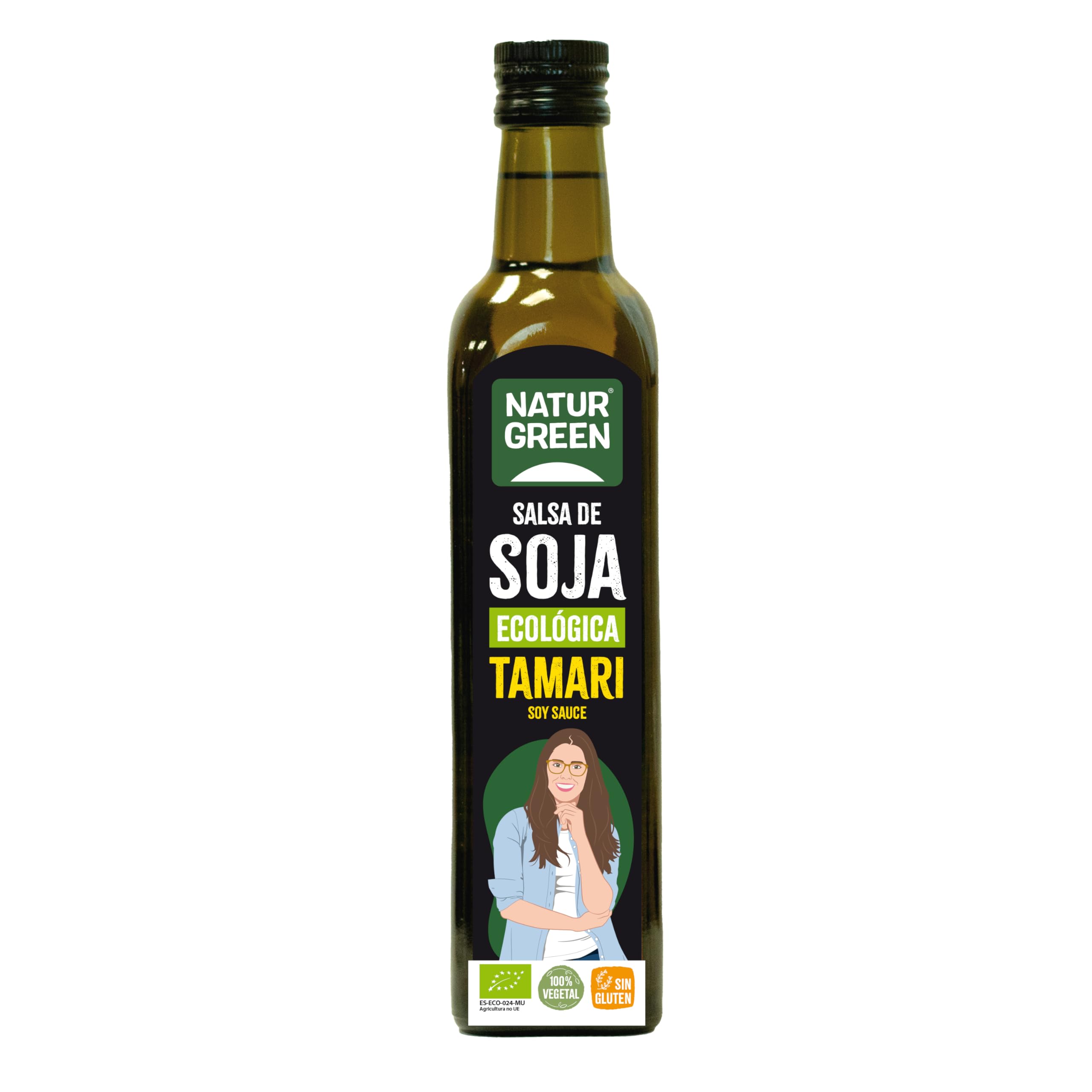 NaturGreen - Tamari Salsa de Soja Bio, Pack 6 x 500 ml, Condimento Ecológico, Alternativa sin Gluten, para Cocinar y Aderezar, Ecológico Certificado