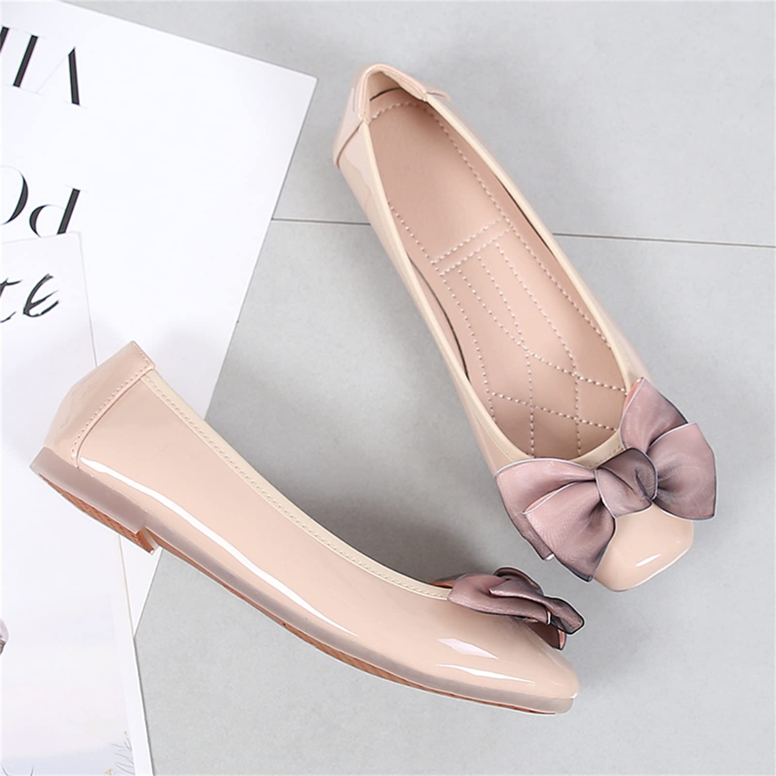 MACHSWON Ballerine da donna casual punta quadrata fiocco nodo slip on memory foam eleganti appartamenti carino papillon pompe Dolly scarpe