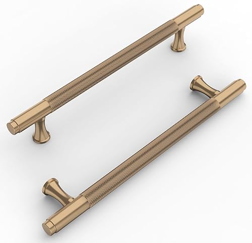 Miniatura 8 de Paquete de 10 manijas de gabinete de cocina de 5 pulgadas (5.039 in) moleteadas doradas, tiradores de gabinete de cocina, tiradores de cajón para