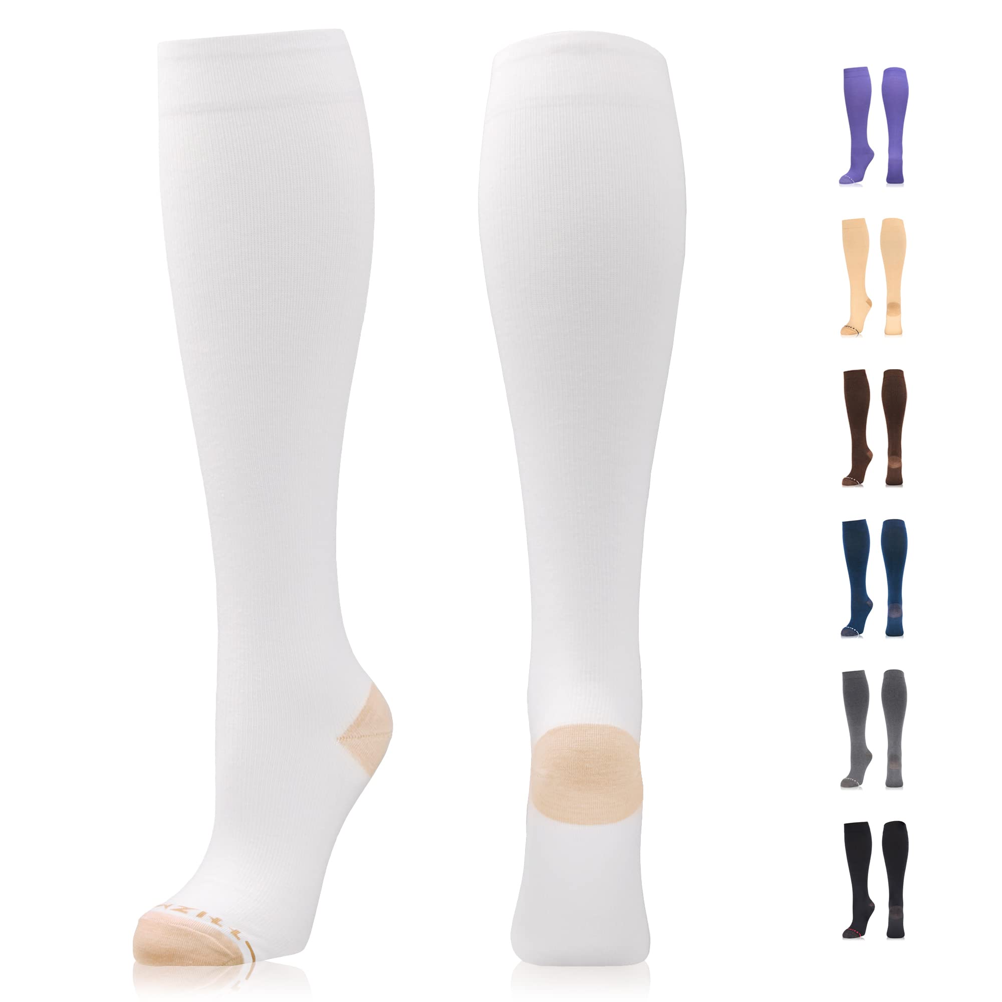 NEWZILL Cotton Compression Sock (15-20 mmHg) Copper Compression Socks for Men and Women, Best Dress Socks for Flight, Support