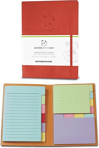 Orange Pro - Agenda diaria de 6 meses sin fecha, con notas adhesivas de primavera, planificador organizador y notas adhesivas para productividad