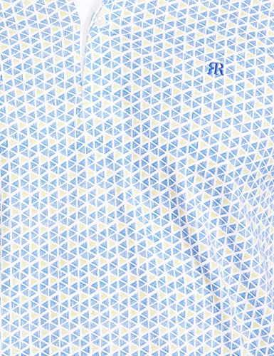 Image of Raymond Men Regular Fit Printed Polo T-Shirt | 100% Pure Cotton | Casual Half Sleeve Tee | Medium Blue