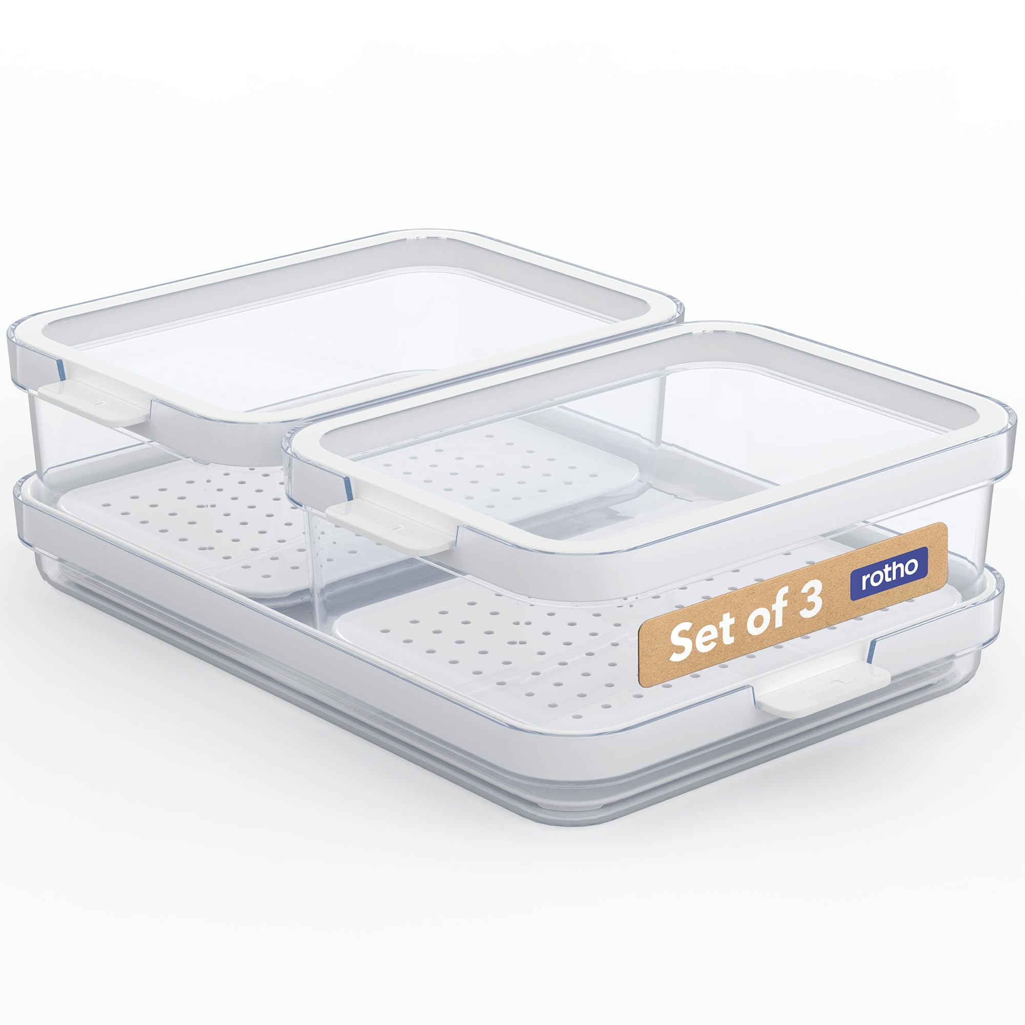 Rotho CAUMA Airtight Food Storage Containers Set – 3-Piece Kitchen Organiser, Stackable, BPA-Free
