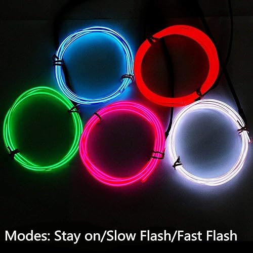 Miniatura 2 de Ourbest 5in1 Electroluminescent Neon Strip Light Wire, EL Wire Lights Battery Pack for Cosplay Halloween Christmas Party Decoration StaySlowFast