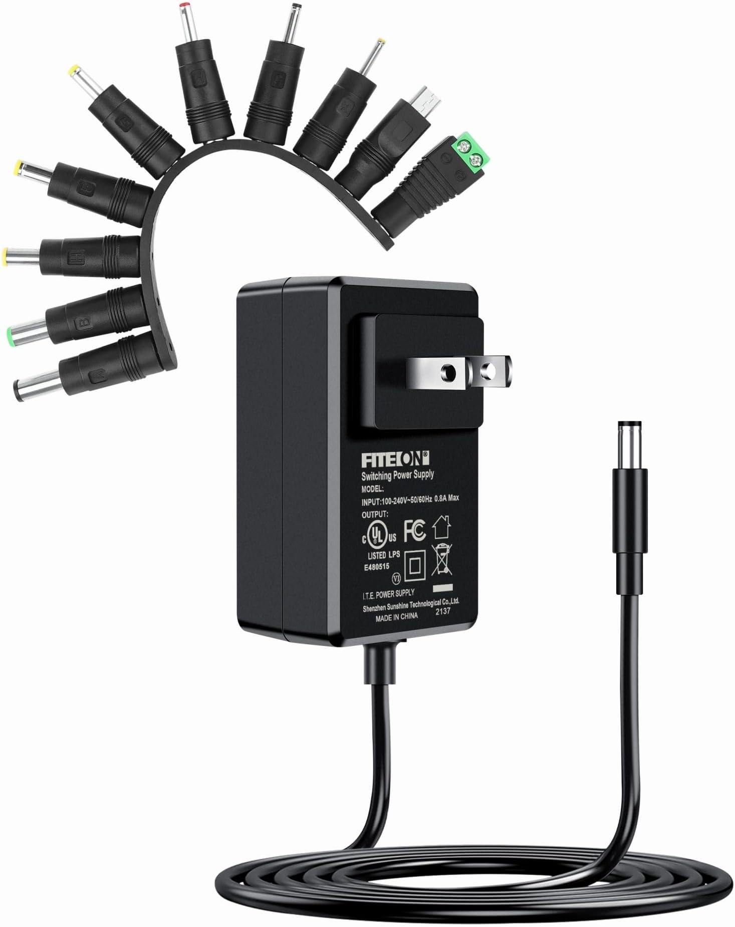12V 1A Power Supply Adapter AC to DC Plug 5.5mm x 2.5mm 3.5mm x 1.35mm Wall Charger Replacement 4ft Power Cord Input 100-240V 50-60Hz Output 12 Volt 1 Amp for Camera LED Strip Light Speaker