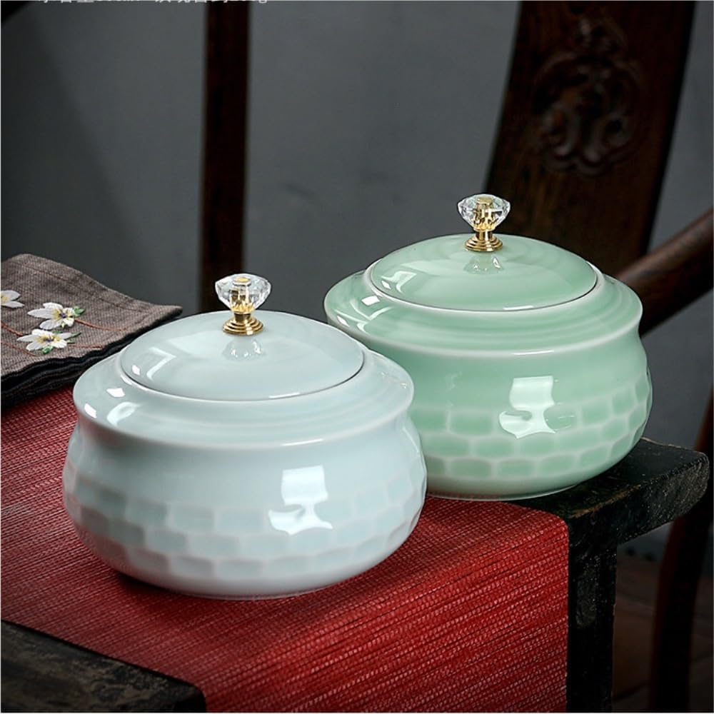 Pojemniki na herbatę i przechowywanie Celadon, pojemnik do przechowywania herbaty sypkiej, ceramiczny słoik z uszczelnieniem, chiński zestaw do herbaty, słoik na herbatę Wake Up (E)