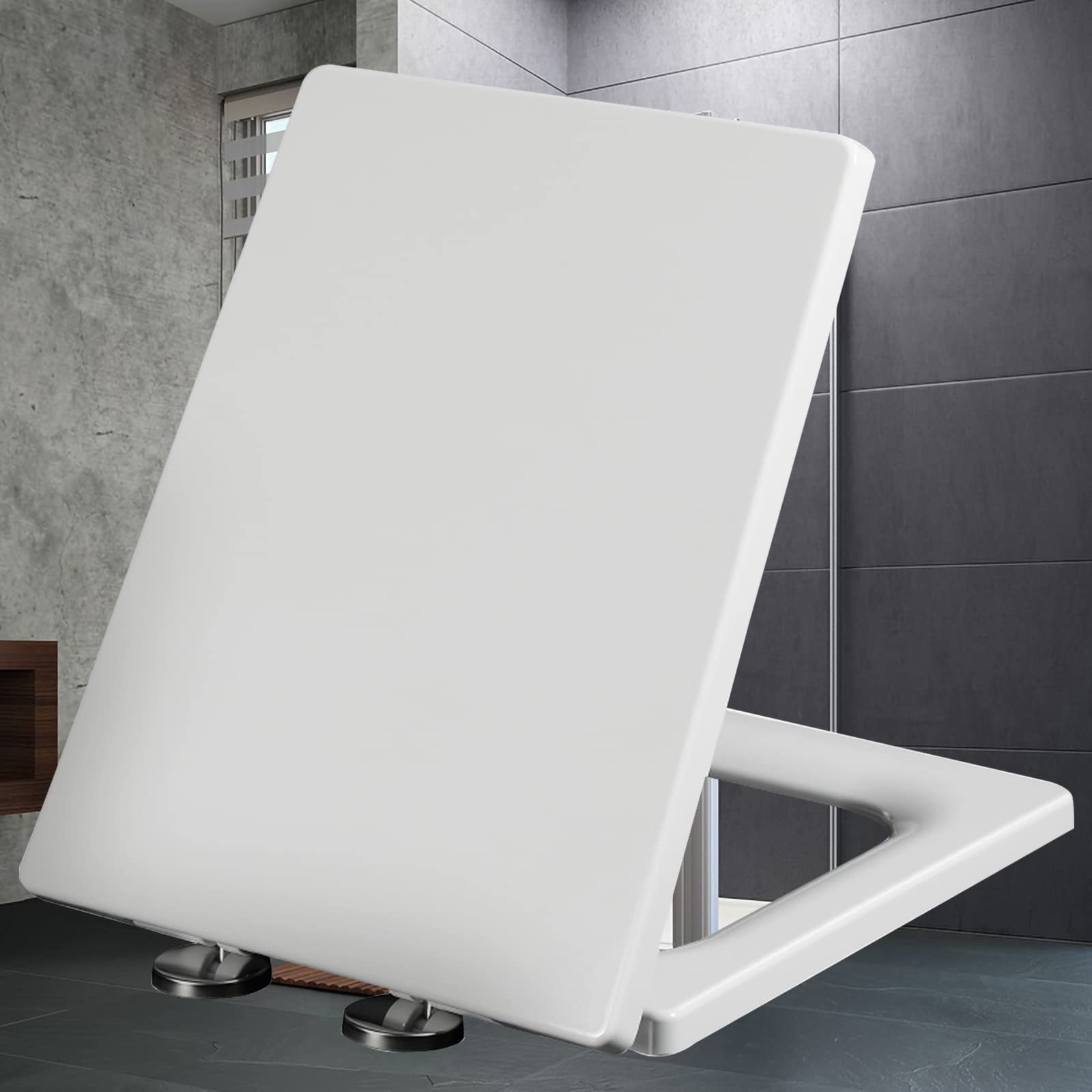 FLYIODFCXV Toilet seat, Square Soft Close Toilet Seat with Quick Release Easy Installation and Cleaning(42.5 * 34.5cm)