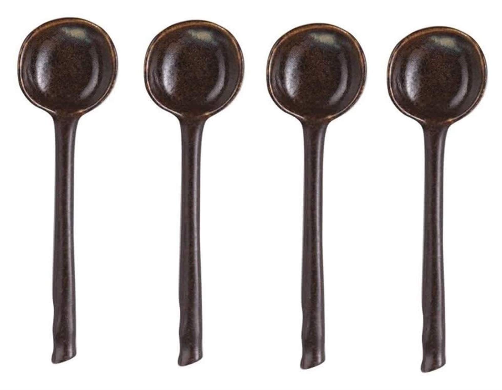 Juego de cucharas soperas, cucharas de arroz, 4 cucharas de cerámica, cucharas pequeñas para sopa de restaurante, cucharas de café, aptas para lavavajillas (color: D) (B)