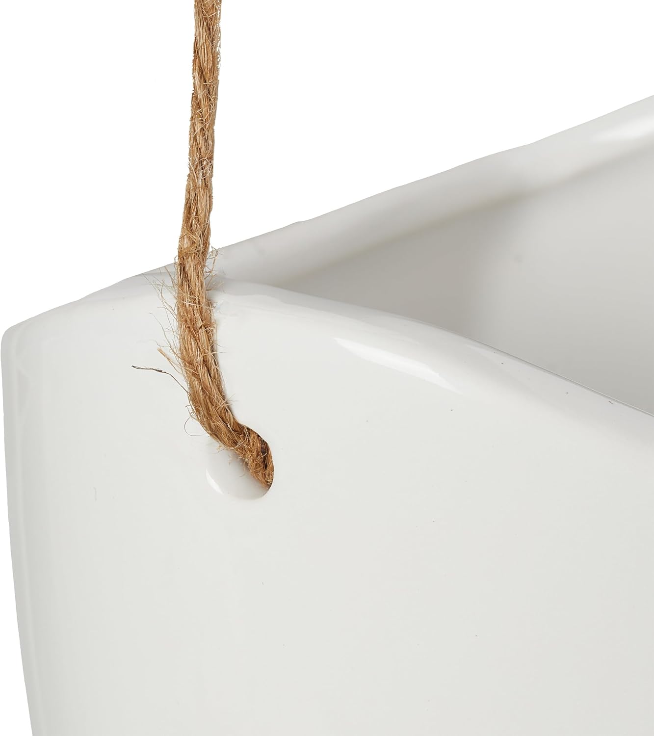 Relaxdays Wall Vase Set of 3 Hanging Pot Indoor with String for Hanging Hanging Hanging Basket for Plants & Flowers Ceramic White Plant Fibre